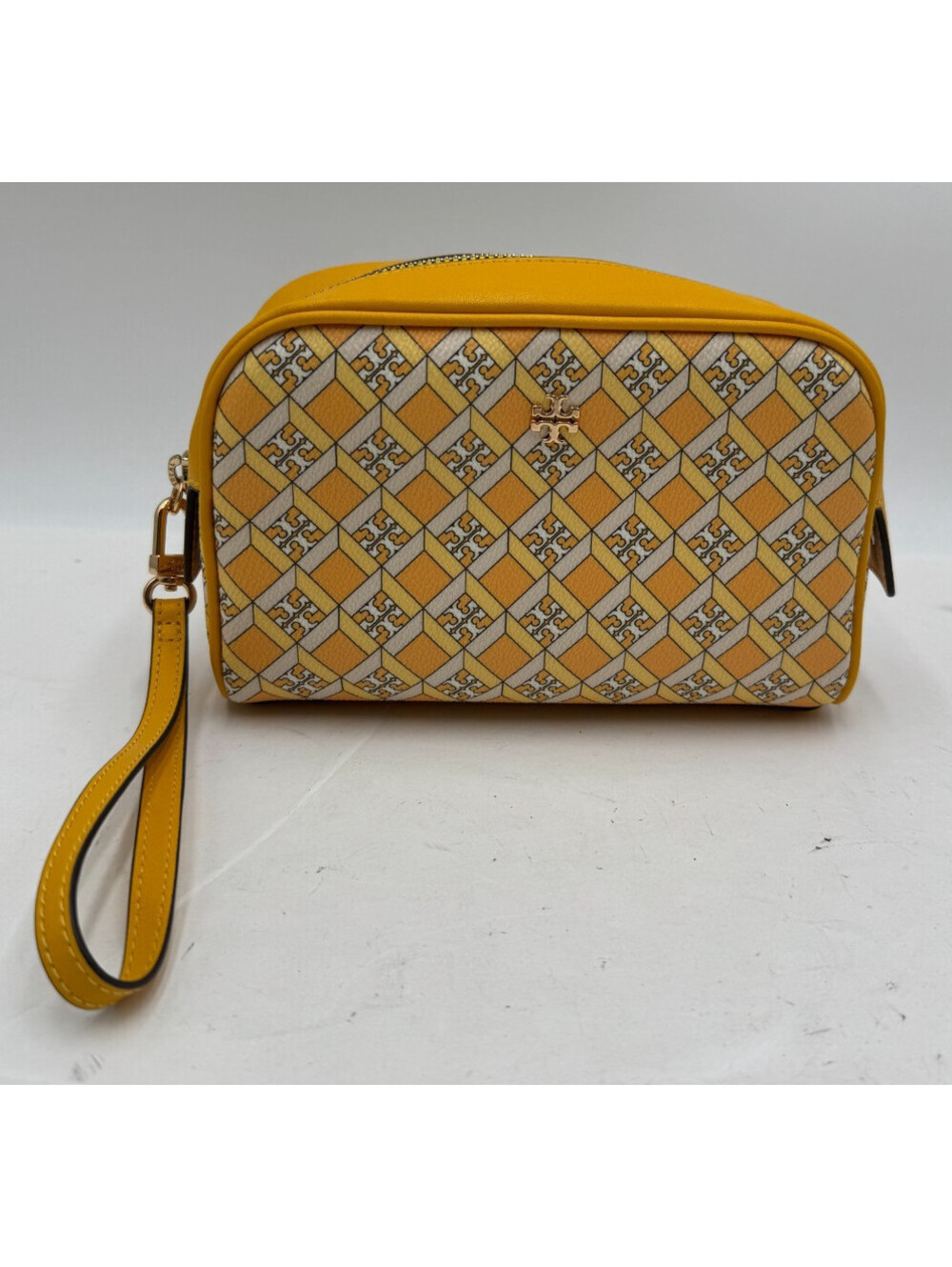 Tory Burch Gemini Link Canvas Leather Wristlet Pouch